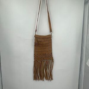 Motif 56 Fringe Leather Bag Boho Handmade Leather Woven Purse Women